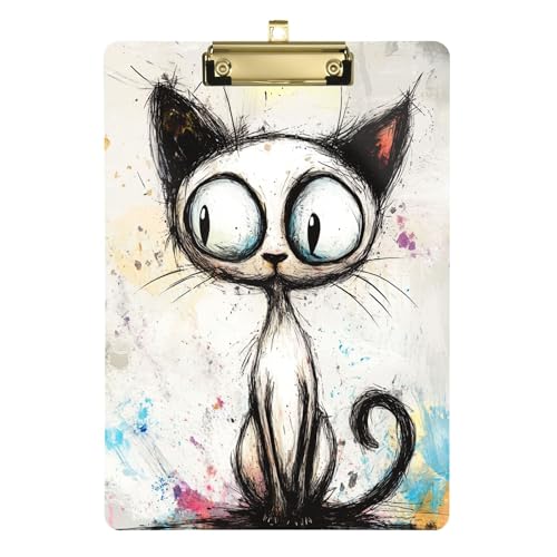 Cartoon-Klemmbrett mit niedlicher Katze, A4-Größe, 31,8 x 22,9 cm, transparentes Klemmbrett mit flachem Profil-Clip für Sozialarbeiter, Coaching, Handel Cartoon-Klemmbrett mit niedlicher Katze, A4-Größe, 31,8 x 22,9 cm, transparentes Klemmbrett mit flachem Profil-Clip für Sozialarbeiter, Coaching, Handel von Wudan