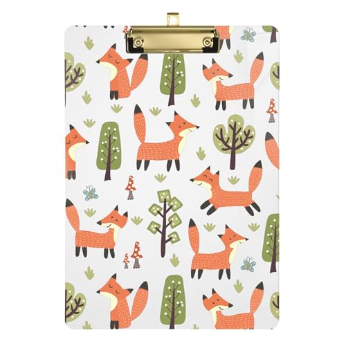 Klemmbrett mit Fuchs-Blumen und Bäumen, A4, 31,8 x 22,9 cm, Menü-Klemmbretter mit niedrigem Profil-Clip für Fußballtrainer, Coaching, Handel Klemmbrett mit Fuchs-Blumen und Bäumen, A4, 31,8 x 22,9 cm, Menü-Klemmbretter mit niedrigem Profil-Clip für Fußballtrainer, Coaching, Handel von Wudan