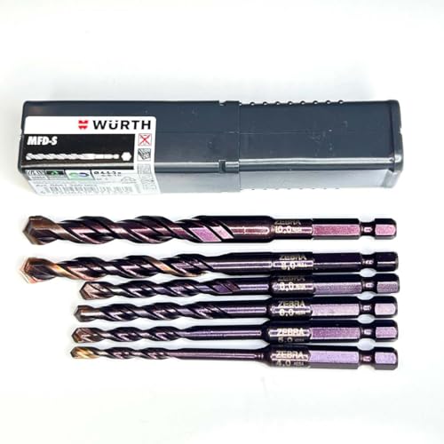 Würth Zebra MFD-S Universal Bohrer Satz 1/4 Zoll 6 Teile Mehrzweckbohrer PGM zertifiziert 0641260002 Wandbohrer Steinbohrer Metallbohrer Würth Zebra MFD-S Universal Bohrer Satz 1/4 Zoll 6 Teile Mehrzweckbohrer PGM zertifiziert 0641260002 Wandbohrer Steinbohrer Metallbohrer von Würth