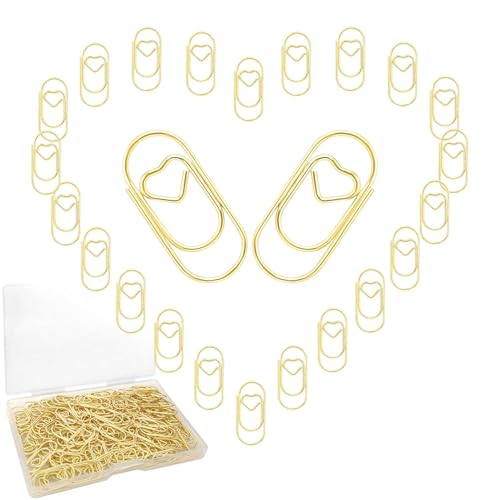 WUGAUWOR 150 Stück Herzförmige Büroklammern - 20mm Gold Büroklammer, Dekorative Klammern aus Edelstahl für Büro, Handwerk & Geschenke mit Aufbewahrungsbox WUGAUWOR 150 Stück Herzförmige Büroklammern - 20mm Gold Büroklammer, Dekorative Klammern aus Edelstahl für Büro, Handwerk & Geschenke mit Aufbewahrungsbox von Wugauwor