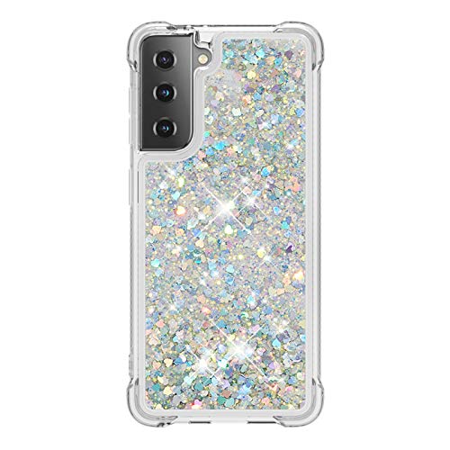 Samsung S21 5G Hülle Glitzer, 3D Bling Sparkle Treibsand Fließende Flüssigkeit Klar Transparent TPU Gel Silikon Stoßfest Schutzhülle für Samsung Galaxy S21 Hülle Mädchen, Silber Samsung S21 5G Hülle Glitzer, 3D Bling Sparkle Treibsand Fließende Flüssigkeit Klar Transparent TPU Gel Silikon Stoßfest Schutzhülle für Samsung Galaxy S21 Hülle Mädchen, Silber von Wuhaizher