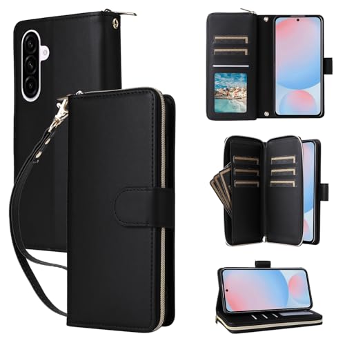 Wuhaizher Schutzhülle für Samsung A56 5G, mit Reißverschluss, stoßfest, Leder, Klappetui, für Damen und Mädchen, mit Ständer, 9 Kartenfächern, Reißverschlusstasche, Handyhülle für Samsung Galaxy A56 Wuhaizher Schutzhülle für Samsung A56 5G, mit Reißverschluss, stoßfest, Leder, Klappetui, für Damen und Mädchen, mit Ständer, 9 Kartenfächern, Reißverschlusstasche, Handyhülle für Samsung Galaxy A56 von Wuhaizher