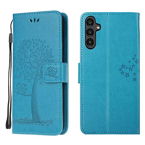 Wuhaizher Schutzhülle für Samsung Galaxy A25 5G, Leder, Brieftaschenformat, Klappetui, Magnetverschluss, Standfunktion, Buchstil, stoßfest, niedliches Eulen- und Baummuster, Blau Wuhaizher Schutzhülle für Samsung Galaxy A25 5G, Leder, Brieftaschenformat, Klappetui, Magnetverschluss, Standfunktion, Buchstil, stoßfest, niedliches Eulen- und Baummuster, Blau von Wuhaizher