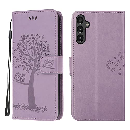 Wuhaizher Schutzhülle für Samsung Galaxy A25 5G, Leder, Brieftaschenformat, Klappetui, Magnetverschluss, Standfunktion, Buchstil, stoßfest, niedliches Eulen- und Baummuster, Hellviolett Wuhaizher Schutzhülle für Samsung Galaxy A25 5G, Leder, Brieftaschenformat, Klappetui, Magnetverschluss, Standfunktion, Buchstil, stoßfest, niedliches Eulen- und Baummuster, Hellviolett von Wuhaizher