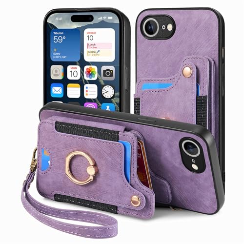 Wuhaizher Schutzhülle für iPhone 16e, RFID-blockierend, mit Ringhalter, um 360 Grad drehbar, Ständer, Handy-Brieftaschen-Schutzhülle für Damen und Herren, mit 5 Kartenfächern, stoßfeste Schutzhülle Wuhaizher Schutzhülle für iPhone 16e, RFID-blockierend, mit Ringhalter, um 360 Grad drehbar, Ständer, Handy-Brieftaschen-Schutzhülle für Damen und Herren, mit 5 Kartenfächern, stoßfeste Schutzhülle von Wuhaizher