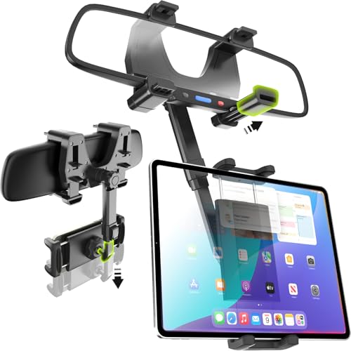Wukanleng Rückspiegel Tablet Halterung Auto Handyhalter, Stoßfest Handyhalterung Auto Rückspiegel Handfrei mit 360° Drehbarer und Einziehbarer für 4,7–13" iPad Pro/Air/Mini, iPhone, Galaxy Z Wukanleng Rückspiegel Tablet Halterung Auto Handyhalter, Stoßfest Handyhalterung Auto Rückspiegel Handfrei mit 360° Drehbarer und Einziehbarer für 4,7–13" iPad Pro/Air/Mini, iPhone, Galaxy Z von Wukanleng