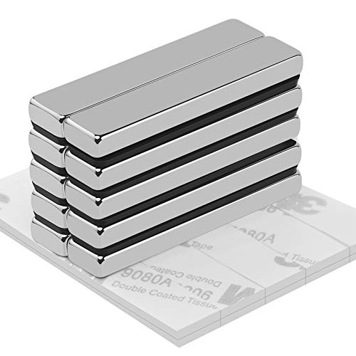 Wukong Neodym Magnete Extra Stark，10 Stücke Starke Magnet 50 * 10 * 5MM，Magnetstreifen Selbstklebend Stark，Neodym Viereckig Ziegel Magnete， Seltenerdmagnete für Pinnwand，Magnettafeln， Whiteboard von Wukong