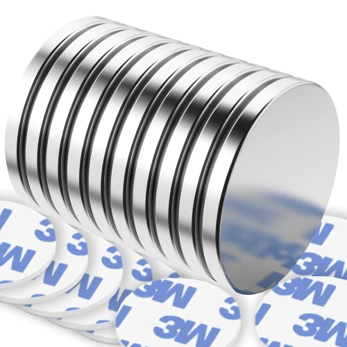 Wukong Neodym Magnete mit Selbstklebende, 32x2mm | 10 Stück Extra Stark Seltenerdmagnete Runde Magnets für Whiteboard, Kühlschrank, Fotos, Magnetstreifen, Magnettafel, Basteln von Wukong