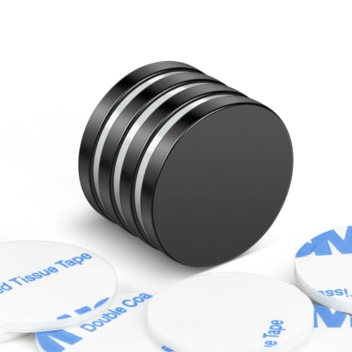 Wukong Schwarz Neodym Magnete Selbstklebend Extra Stark 20x3mm | 4 Stück, Mini Runde Magnete Heavy Duty für Magnettafel Whiteboard Kühlschrank von Wukong