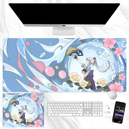 Anime Spiel Mauspad ZhongLi/HuTao/Raiden Shogun/Kamizato Ayaka/Vent Mousepad Rutschfestem Gummiboden mit genähten Kanten Büro und Zuhause (B, 26 * 21CM) von Wulachaka