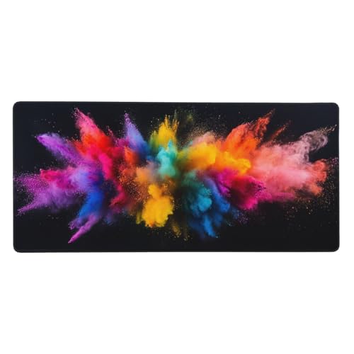 Farbe Gaming Mauspad XXL 1000x500x3 mm, Rauch Mauspad Groß Vernähte Kanten, Mousepad mit Anti Rutsch Basis und Wasser Resistent Weiche Oberfläche, Schreibtisch Unterlage für Tastatur, PC, Laptop-LG40 von Wuleogxi