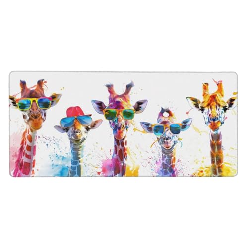 Giraffe Mauspad XXL Gaming 600x300x3 mm, Mauspad Groß Graffiti Mousepad mit Anti Rutsch Basis und Wasser Resistent Oberfläche, Verbesserung Präzision Geschwindigkeit der Büroarbeit, Desk Mat-LG127 von Wuleogxi