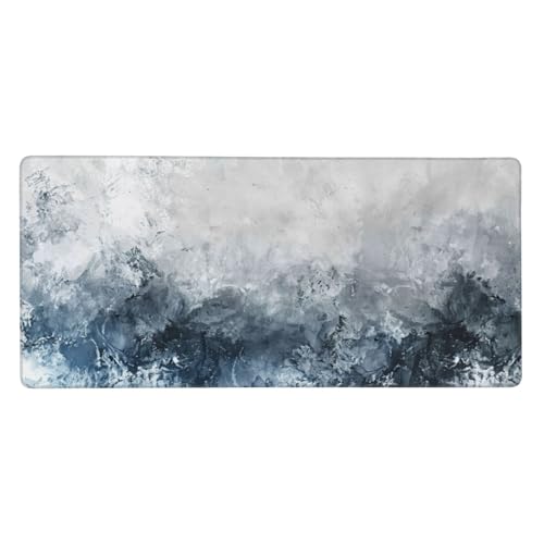 Grau Gaming Mauspad XXL 500x250x3 mm, Blau Mauspad Groß Vernähte Kanten, Mousepad mit Anti Rutsch Basis und Wasser Resistent Oberfläche, Schreibtisch Unterlage für Tastatur, PC, Laptop Dekor-LG93 von Wuleogxi