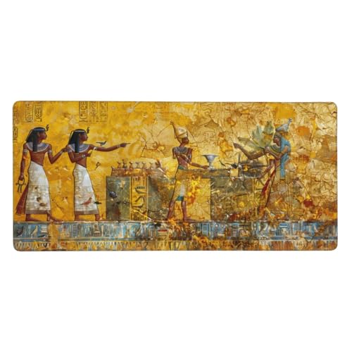 Mauspad Groß Ägypten, Pharao Mousepad XXL 600x400x3 mm, Gaming Mauspad mit rutschfeste Gummibasis und Wasser Resistent Oberfläche, Schreibtischunterlage Vernähte Kanten für Büro und Home Dekor-LG302 von Wuleogxi