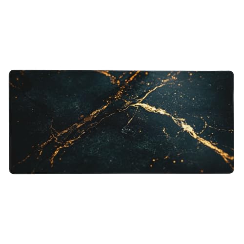 Mauspad Groß Abstrakt, Gold Mousepad XXL 800x300x3 mm, Gaming Mauspad mit rutschfeste GummiBasis Resistent Weiche Oberfläche, Schreibtischunterlage Vernähte Kanten für Büro und Home Dekorieren-L90 von Wuleogxi