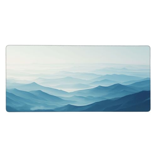 Mauspad Groß Blau, Berg Mousepad XXL 800x400x3 mm, Gaming Mauspad mit rutschfeste GummiBasis Resistent Weiche Oberfläche, Schreibtischunterlage Vernähte Kanten für Büro und Home Dekorieren-L908 von Wuleogxi