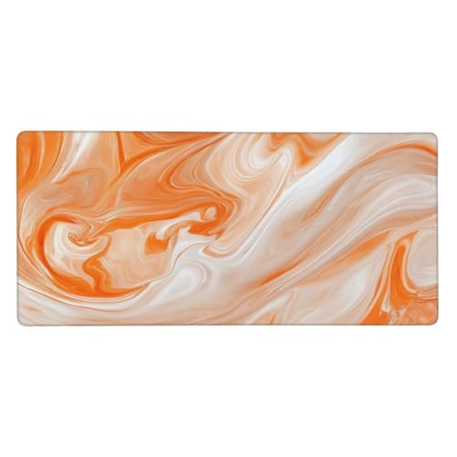 Mauspad Groß Orange Farbe, Weiß Mousepad XXL 600x400x3 mm, Gaming Mauspad mit rutschfeste Gummibasis und Wasser Resistent Oberfläche, Schreibtischunterlage Vernähte Kanten für Büro Home Dekor-LG916 von Wuleogxi