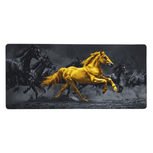 Schwarz Mauspad XXL Gaming 600x300x3 mm, Mauspad Groß Pferd Mousepad mit Anti Rutsch Basis und Wasser Resistent Oberfläche, Verbesserung Präzision und Geschwindigkeit der Büroarbeit, Desk Mat-LG227 von Wuleogxi