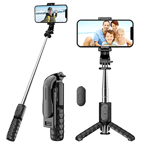 Selfie Stick Stativ, Mini Erweiterbares Tragbares Selfie-Stange mit Kabelloser Fernbedienung, Handy Stativ für iPhone, Samsung, Huawei und Andere Smartphones von Wurycia