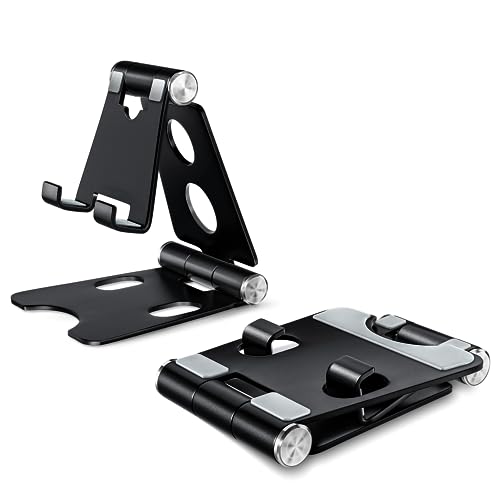 Wurycia Handy Ständer, Handy Halterung für Tisch aus Vollaluminium für iPhone/Samsung/Huawei/Xiaomi/Oneplus (Schwarz) von Wurycia