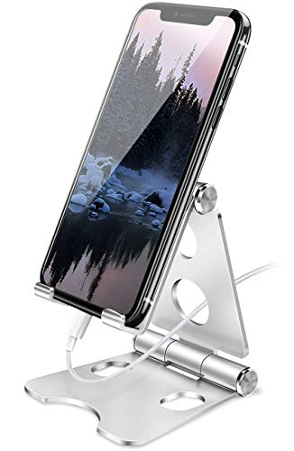 Wurycia Handy Ständer, Handy Halterung für Tisch aus Vollaluminium für iPhone/Samsung/Huawei/Xiaomi/Oneplus (Silber) von Wurycia