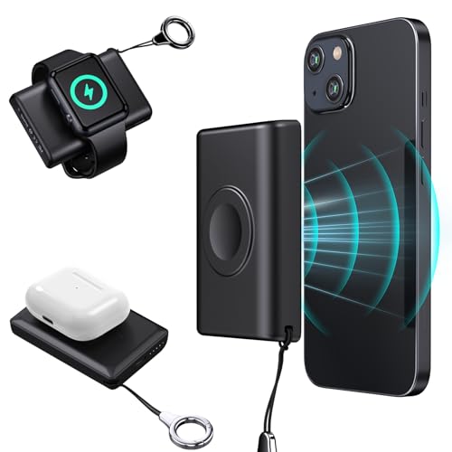 Tragbares Mini Powerbank für iPhone 16 und Apple Watch 10, 3000 mAh Akkupack Externe Batterie Magnetische Ladegerät Power Bank für iPhone 16/15/14/13/12/iWatch Ultra 2/9/8/7/6/5/4/3/2/SE 2 Tragbares Mini Powerbank für iPhone 16 und Apple Watch 10, 3000 mAh Akkupack Externe Batterie Magnetische Ladegerät Power Bank für iPhone 16/15/14/13/12/iWatch Ultra 2/9/8/7/6/5/4/3/2/SE 2 von Wustentre