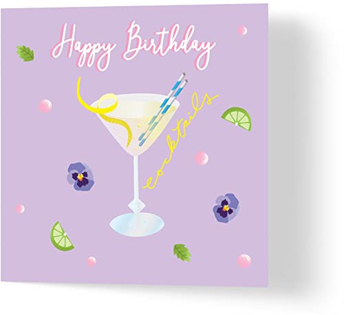 Wuzci Geburtstagskarte "Birthday Cocktail", 150 mm Länge x 150 mm Breite von Wuzci