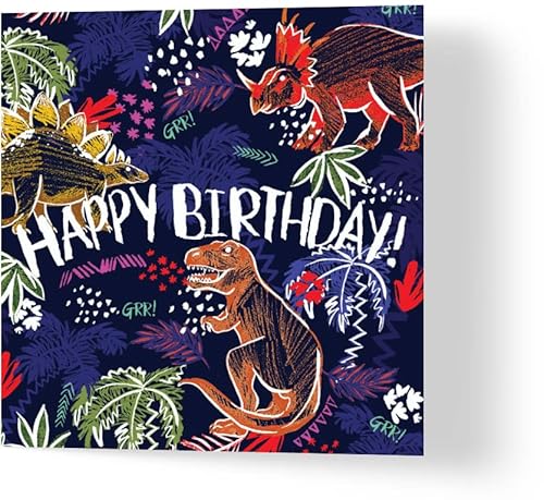 Wuzci Geburtstagskarte "Dino Birthday Bash", 150 mm Länge x 150 mm Breite von Wuzci