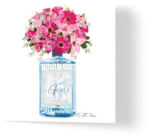 Wuzci Geburtstagskarte "Gin Blumenvase", 150 mm Länge x 150 mm Breite von Wuzci