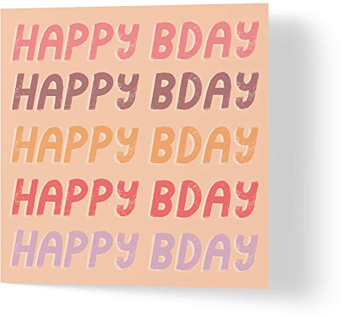 Wuzci Geburtstagskarte "Happy Bday" von Charlotte Bolton, 150 mm Länge x 150 mm Breite von Wuzci