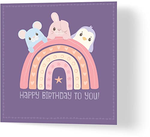 Wuzci Geburtstagskarte "Happy Birthday To You!" Regenbogen, 150 mm Länge x 150 mm Breite von Wuzci