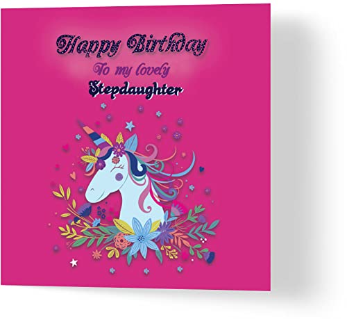 Wuzci Geburtstagskarte Happy Birthday to My Lovely Stepdaughter, 150 mm Länge x 150 mm Breite von Wuzci