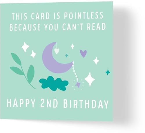 Wuzci Geburtstagskarte "Pointless 2nd Birthday", 150 mm Länge x 150 mm Breite von Wuzci