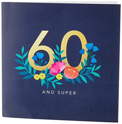 Wuzci Geburtstagskarte zum 60. Geburtstag, Blumenmuster von Wuzci