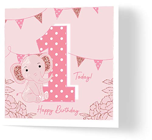 Wuzci Grußkarte zum ersten Geburtstag, mehrfarbig, 150 x 150 mm von Wuzci