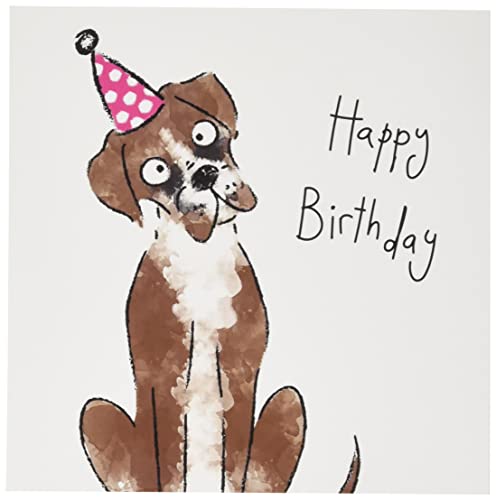 Wuzci Happy Birthday Grußkarte Hund mit Partyhut, mehrfarbig, 150 x 150 mm von Wuzci