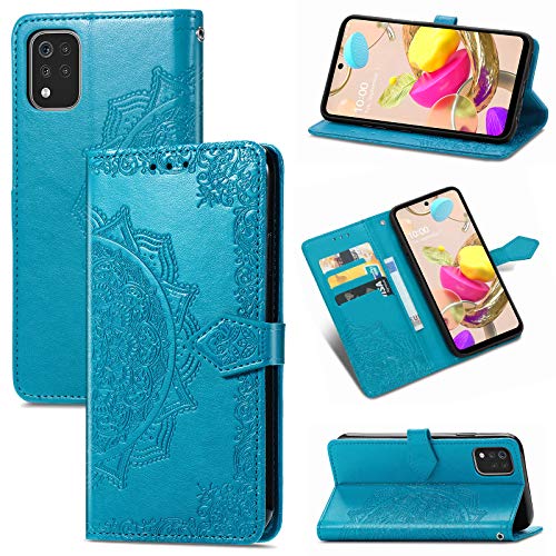 Wuzixi Hülle für LG K42. [Kartenfach] PU Leder Flip Wallet, mit Standfunktion, Schutzhülle handyhüllen für LG K42.Blau von Wuzixi