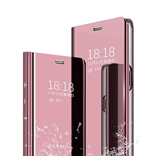 Wuzixi Hülle für OnePlus 9 Pro. Smart Case, Tasche Smart Spiegelüberzug Sleep Flip Leder Tasche Smart Leder Tasche Schutzhülle für OnePlus 9 Pro.Roségold von Wuzixi