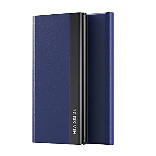 Wuzixi Hülle für Oppo Find X5 Pro, PU-Leder Schutzhülle mit Magnetischer Flip Cover, Kratzfest, Stoßfest, Faltbare Halterung, Handyhülle Hüllen für Oppo Find X5 Pro.Navy Blau von Wuzixi