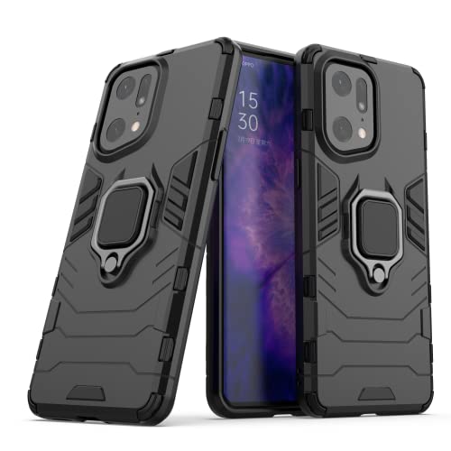 Wuzixi Hülle für Oppo Find X5 Pro. Flexible Rugged TPU+PC Hybrid Armor Stoßfest Schutzhülle, Mit Standfunktion, Schutzhülle für Oppo Find X5 Pro.Schwarz von Wuzixi