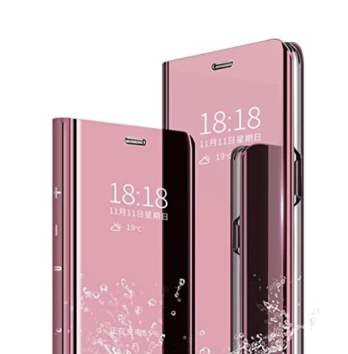 Wuzixi Hülle für Xiaomi Mi 11T Pro. Smart Case, Tasche Smart Spiegelüberzug Sleep Flip Leder Tasche Smart Leder Tasche Schutzhülle für Xiaomi Mi 11T Pro.Roségold von Wuzixi