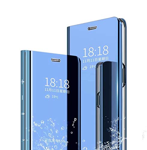 Wuzixi Hülle für Xiaomi Mi Note 10 Lite. Smart Case, Tasche Smart Spiegelüberzug Sleep Flip Leder Tasche Smart Leder Tasche Schutzhülle für Xiaomi Mi Note 10 Lite.Blau von Wuzixi