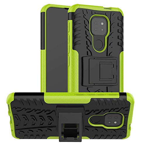 Wuzixi Schutzhülle für Motorola Moto E7 Plus. [Doppelter Schutz] 2-in-1-Hülle mit Halterung, stoßfest, Kratzfest, robust, flexibel, Schutzhülle für Motorola Moto E7 Plus Smartphone, Grün von Wuzixi