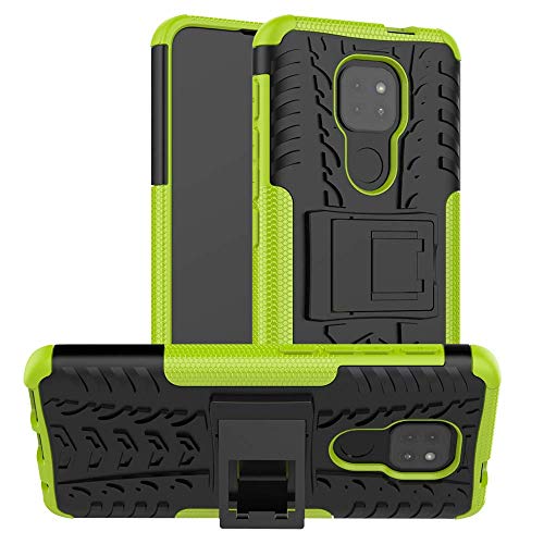 Wuzixi Schutzhülle für Motorola Moto E7 Plus. [doppelter Schutz] 2-in-1-Cover mit Halterung, stoßfest, Kratzfest, robust, flexibel, Schutzhülle für Motorola Moto E7 Plus Smartphone, Grün von Wuzixi