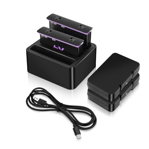 Wvoillty 360 X4 Akku, 360 X4 Kamera 3-Slots Ladegerät Zubehör, 2 Stück 2500 mAh Backup-Akku, Typ-C-Ladeanschluss, für 360 X4 Kamera Wvoillty 360 X4 Akku, 360 X4 Kamera 3-Slots Ladegerät Zubehör, 2 Stück 2500 mAh Backup-Akku, Typ-C-Ladeanschluss, für 360 X4 Kamera von Wvoillty