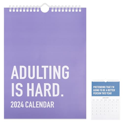 Adulting is Hard 2024 Calendar, Inspirierender Wandkalender 2024, Monatlicher inspirierender Wandkalender, personalisierter Notizblockkalender mit Tagesraster, Planer für Bürokalender von Wvu & Wvo