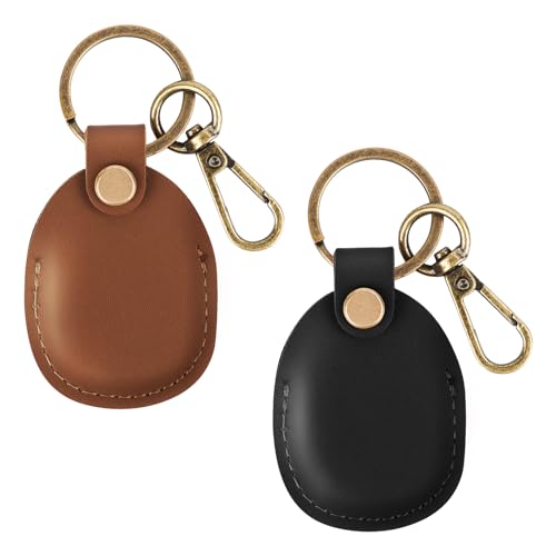 AirTag Schlüsselanhänger, Schlüsselanhänger Tasche für Apple Airtags, Ganzkörper Schutzhülle Kompatibel für Apple Airtag aus Echtem Leder (Dunkelbraun) von Wvu & Wvo