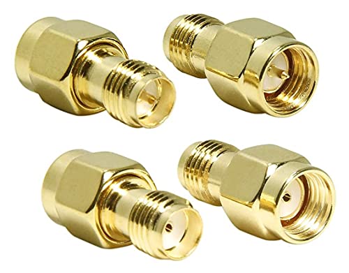 Wvzong SMA Antennenadapter SMA-Anschluss (kein Pin) auf RP-SMA Anschluss (kein Pin) 2pcs + SMA Stecker (Pin) an RP-SMA Buchse (Pin) Steckverbinder 2pcs von Wvzong