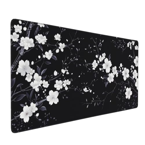Großes Mauspad XXL, Gaming Mousepad 1500x800mm Verbessert Präzision und Geschwindigkei Langlebig Erweiterter Schreibtisch Schutz Mausmatte mit genähten Kanten Büro, Laptop, Computer Weiße Blumen H6058 Großes Mauspad XXL, Gaming Mousepad 1500x800mm Verbessert Präzision und Geschwindigkei Langlebig Erweiterter Schreibtisch Schutz Mausmatte mit genähten Kanten Büro, Laptop, Computer Weiße Blumen H6058 von Wweio
