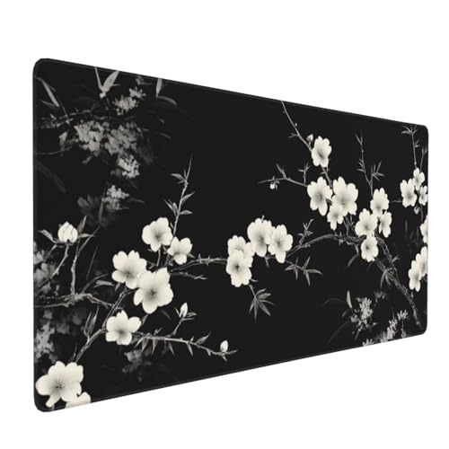 Großes Mauspad XXL, Gaming Mousepad 1500x800mm Verbessert Präzision und Geschwindigkei Langlebig Erweiterter Schreibtisch Schutz Mausmatte mit genähten Kanten Büro, Laptop, Computer Weiße Blumen H6045 Großes Mauspad XXL, Gaming Mousepad 1500x800mm Verbessert Präzision und Geschwindigkei Langlebig Erweiterter Schreibtisch Schutz Mausmatte mit genähten Kanten Büro, Laptop, Computer Weiße Blumen H6045 von Wweio